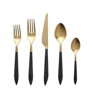 Ares Oro & Black Five-Piece Place Setting