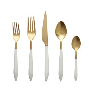 Ares Oro & White Five-Piece Place Setting