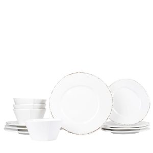 Melamine Lastra White Twelve-Piece Place Setting