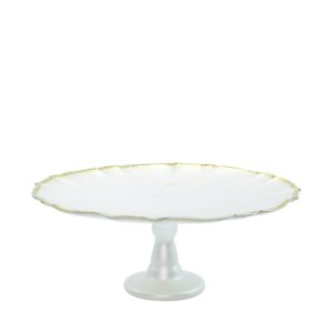 Baroque Glass White Cake Stand